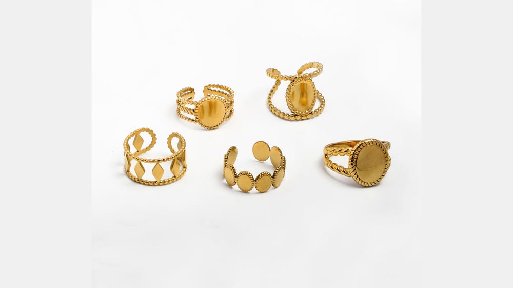 Fashion stainless steel gold plated adjustble ring for girls