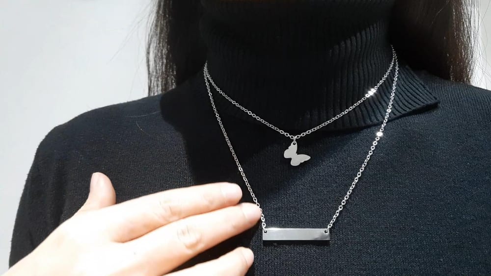 Fashionable stainless steel layered necklace DIY charms necklace wholesaler