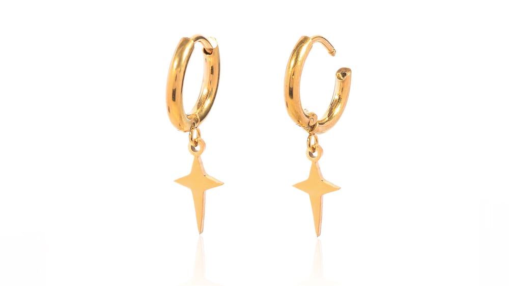 Gold -plated stainless steel huggie pendant earrings manufactuer