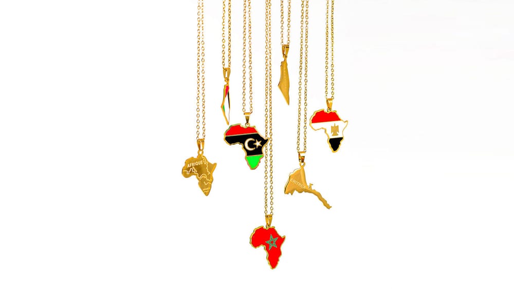 Custom stainless steel enamel map necklace