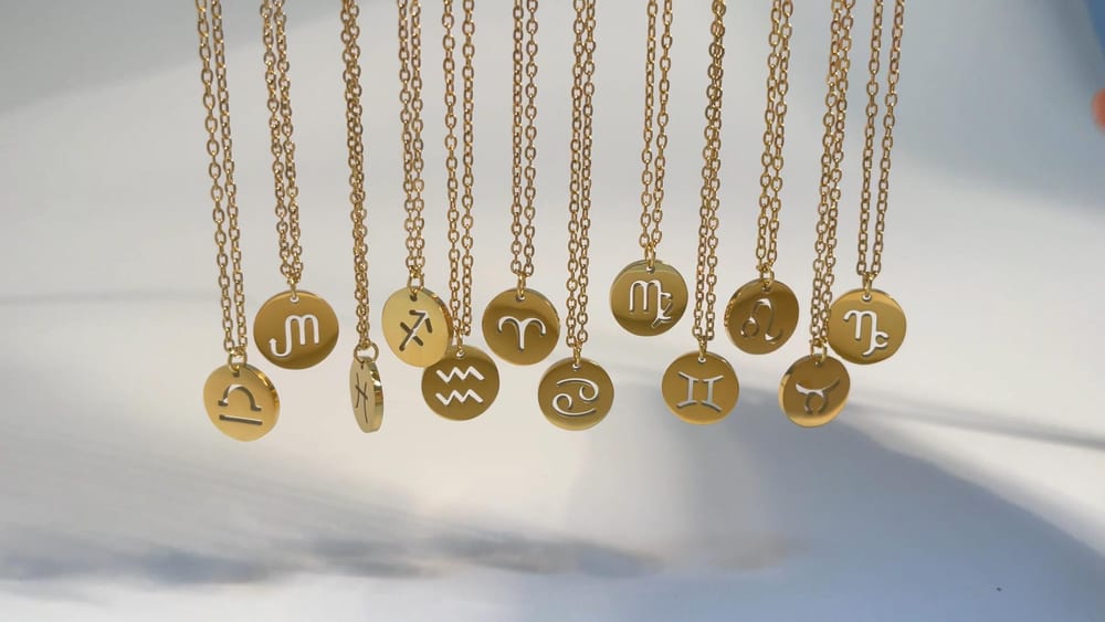 18K gold -plated stainless steel zodiac necklace for women