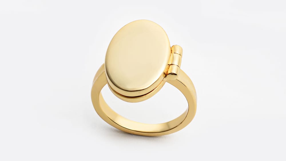 Hot -selling 18K gold oval locket ring