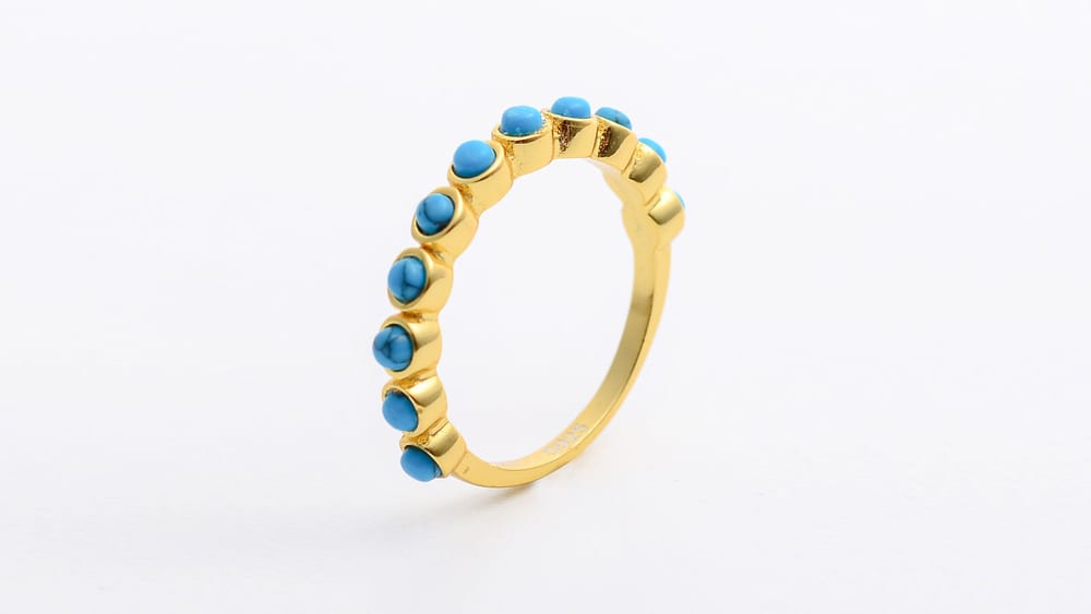 High -quality brass 18K gold plated natural turquoise Stone ring for women