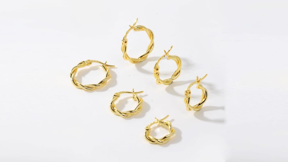 Customized fashion hot selling gold -plated 925 silver twist hoop earrings jewelry for women