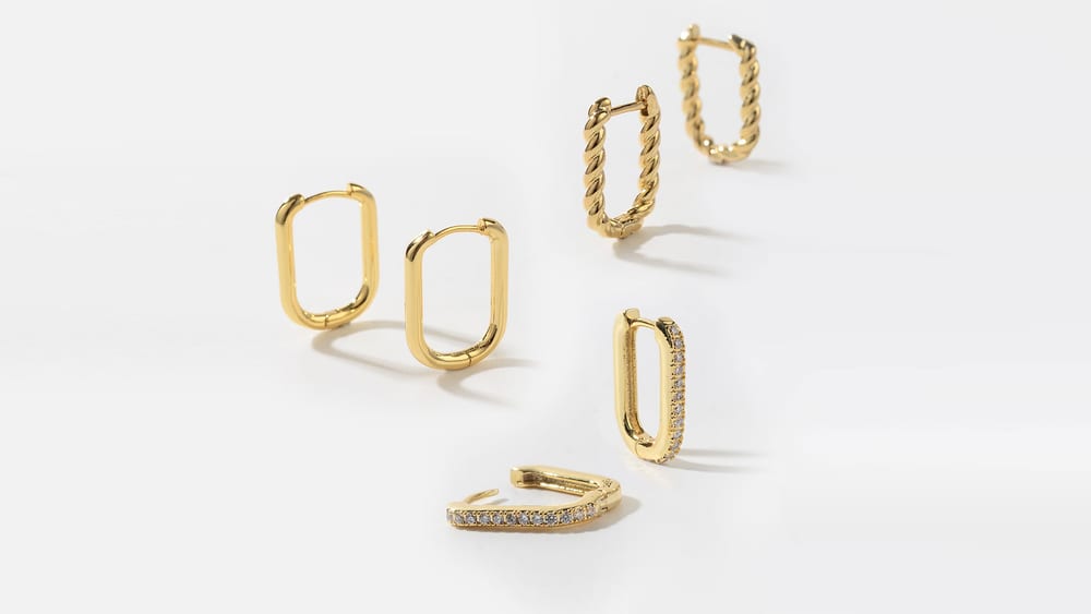 Fashion U -shaped silver gold plated twist CZ earrings jewelry factory
