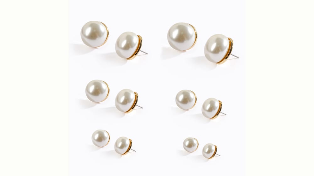 Wholesale custom stainless steel gold plating 7-20mm pearl earrings jewelry for women