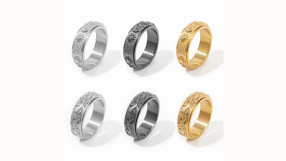 Fashionable stainless steel punk rotation function ring for men wholesale