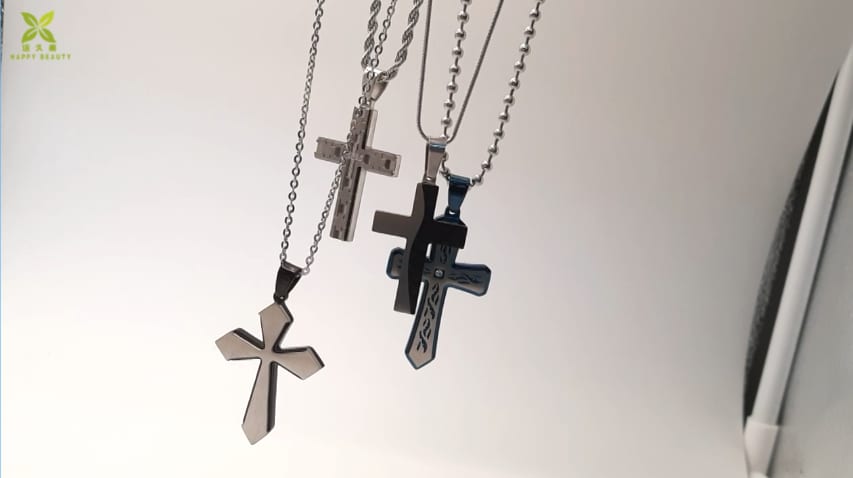 SXS JEWELRY Hot Selling Fashion Stainless Steel Gold Plated Men’s Cross Necklace