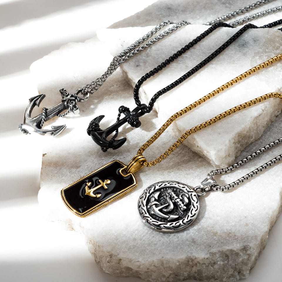 Quality vintage stainless steel anchor pendant necklace Manufacturer | SXS
