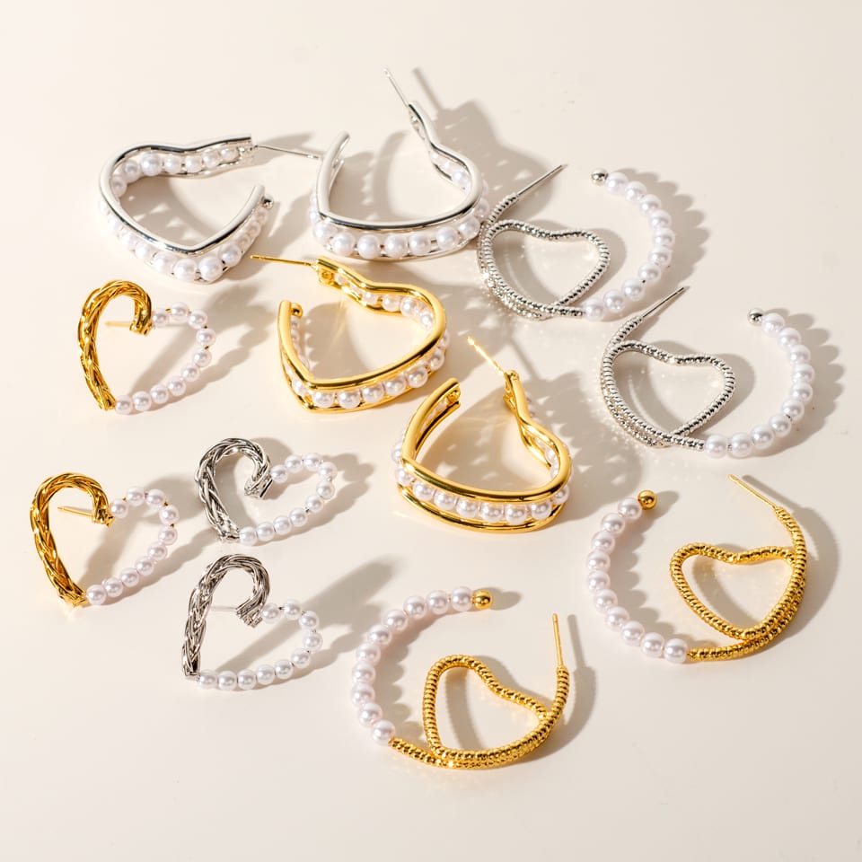 Pearl heart hoop earrings | SXS