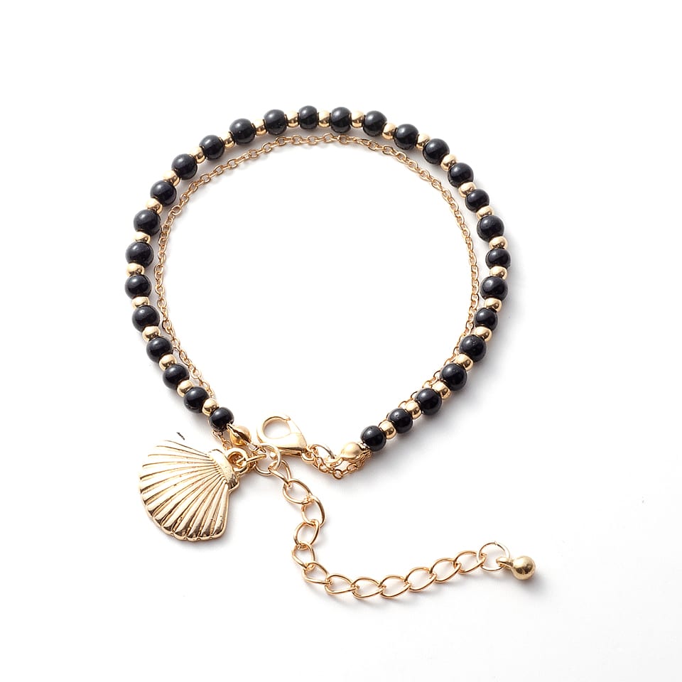 GOLD BIOGRAPHY BLACK Gemstone BRACELET | SXS