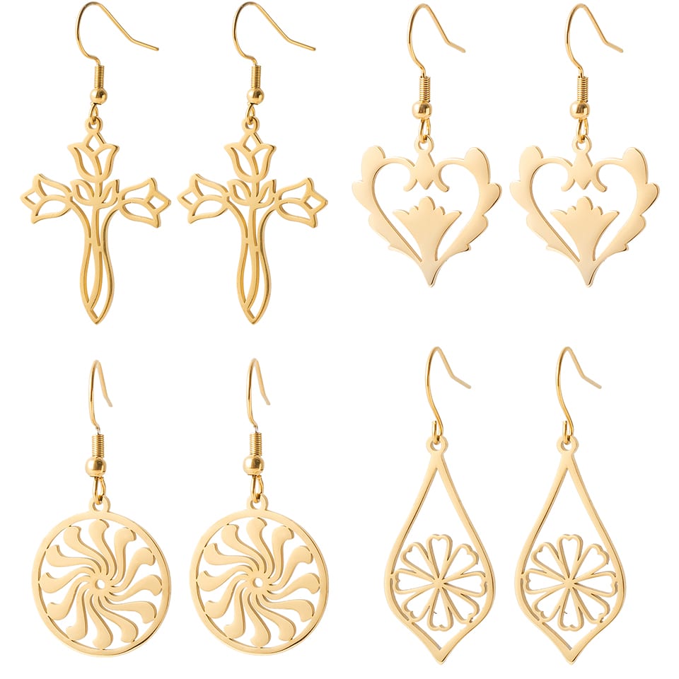 Stainless steel hollow out drop earrings | SXS
