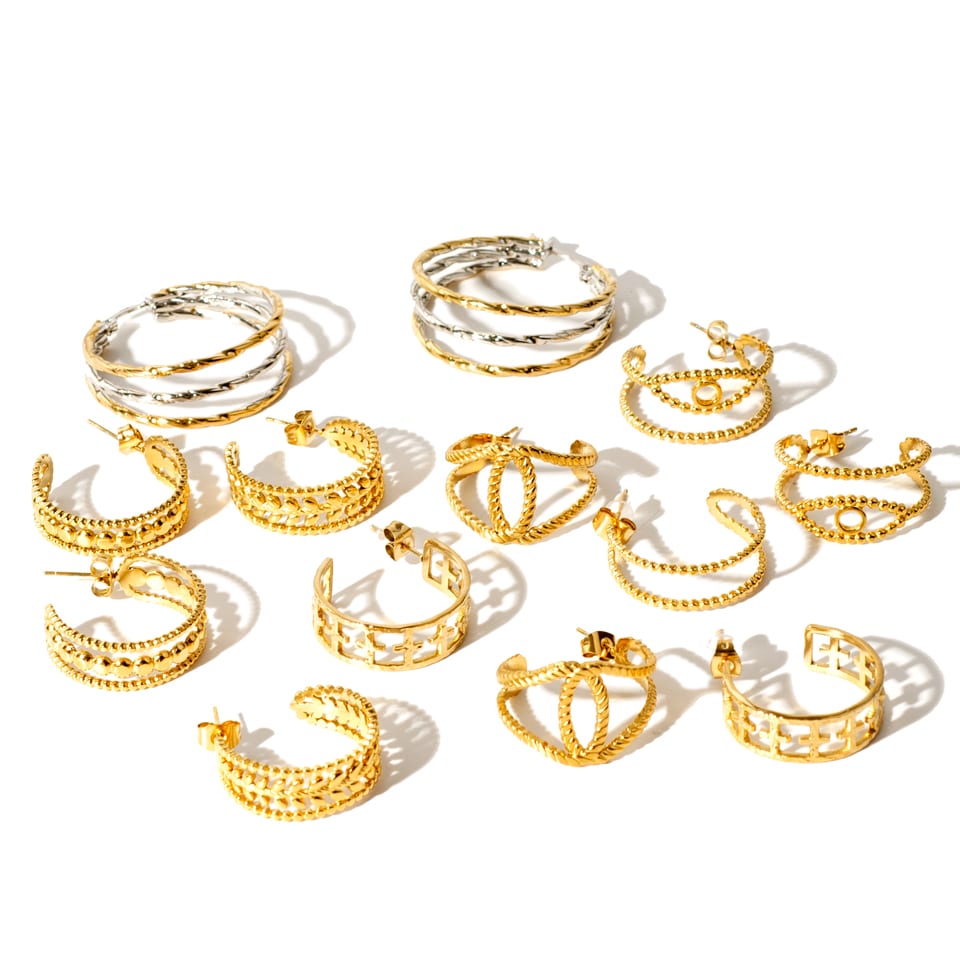 Stainless steel gold hoop earrings | SXS