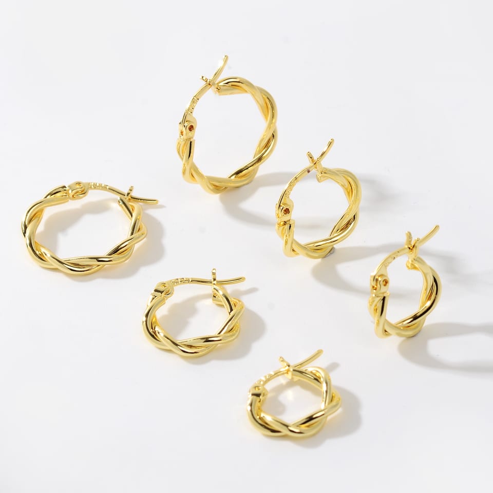 18k Gold plated twisted rope earrings | SXS