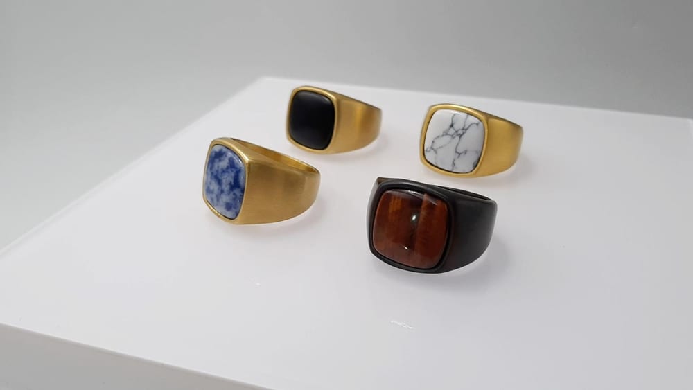 Mens stainless steel gemstone rings | SXS