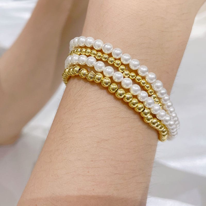18k Gold Plated Beaded Bracelets | SXS