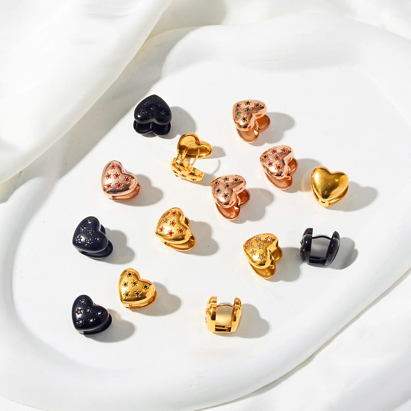 Stainless steel cz stone huggie stud earrings | SXS