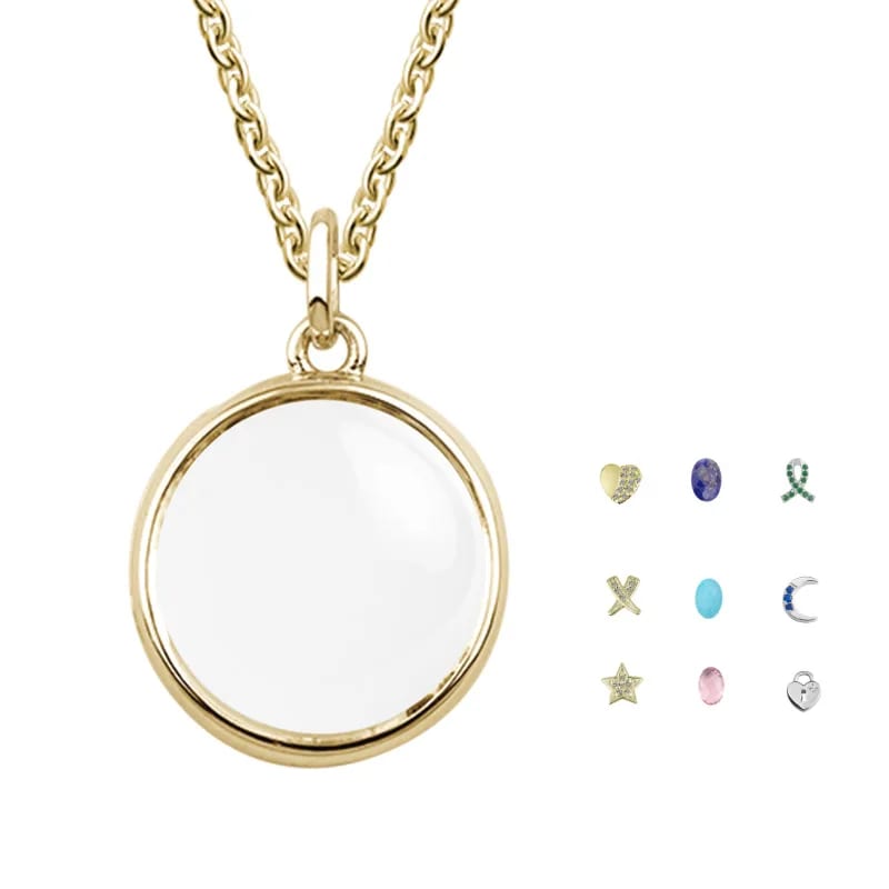 Wholesale Glass Floating Locket Photo Memory Necklace Floating Design Diy Charm Pendant Floating Locket Necklace
