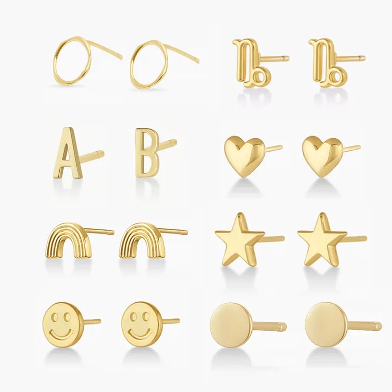 Fine Jewelry Simple Mini 18k Gold Plated 925 Sterling Silver Cubic Zirconia Stud Earrings For Women And Girls Earrings