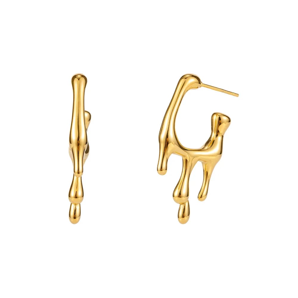 New Light Luxury Fashion Liquid Shape Earrings 18k Pvd Gold Plated Waterproof Tarnish Free Stainless Steel Earrings Jewelry Earrings