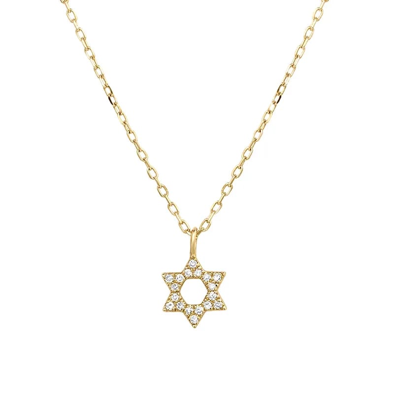 Fine Jewelry 925 Silver Gold Plated Diamond Star Of David Pendant Necklace For Women Necklace