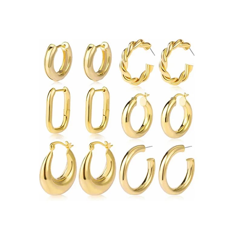 High Quality 18k Gold Plated Chunky Hoop Earrings For Women Hypoallergenic Thick Open Twisted Huggie Statement Earrings Jewelry Earrings