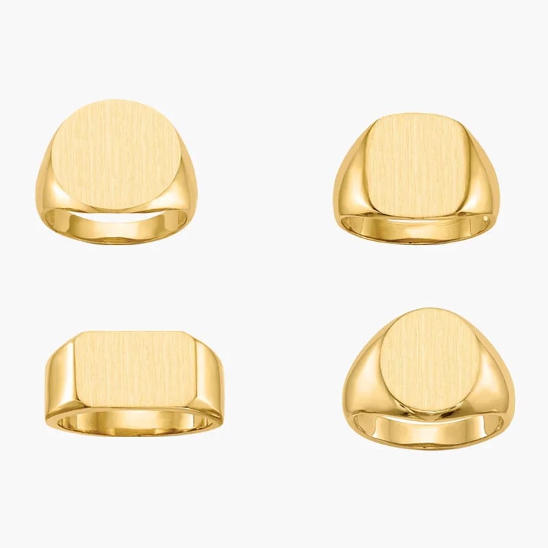 Fashion Vintage Man Rings Jewelry 18k Gold Plated Stainless Steel Custom Logo Engraved Signet Ring For Men Rings