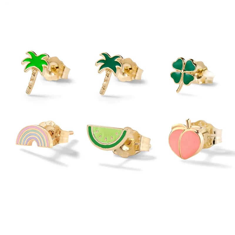 Wholesale Custom Colorful Enamel Gold Plated Earring Stud Earrings For Women Girls Earrings