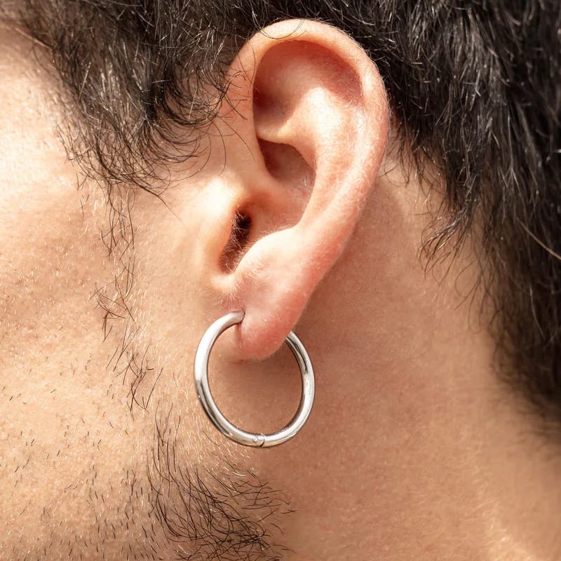 Trendy Minimalist Gold Silver Color Stainless Steel Round Huggie Hoop Stud Earring Hiphop Mens Earrings Jewelry Earrings