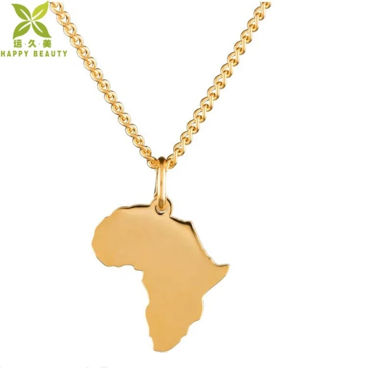 Custom World Map Jewelry 18k Gold Plated Africa Map Pendant Necklace And Earrings Manufacturer Necklace