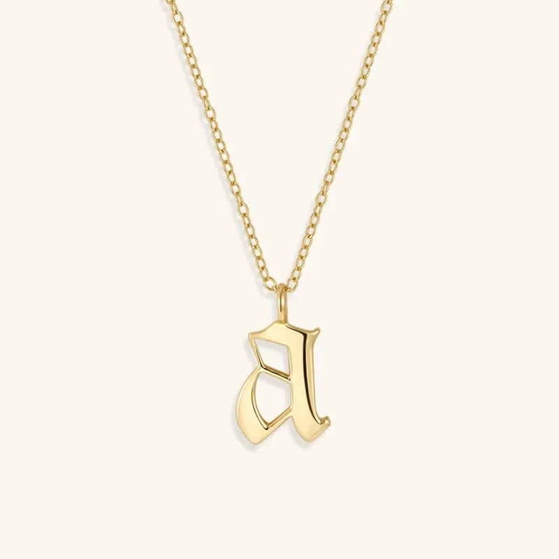 Customize Women Personalised Jewelry 18k Gold Plated A-z Old English Letter Alphabet Initial Pendant Necklace Necklaces