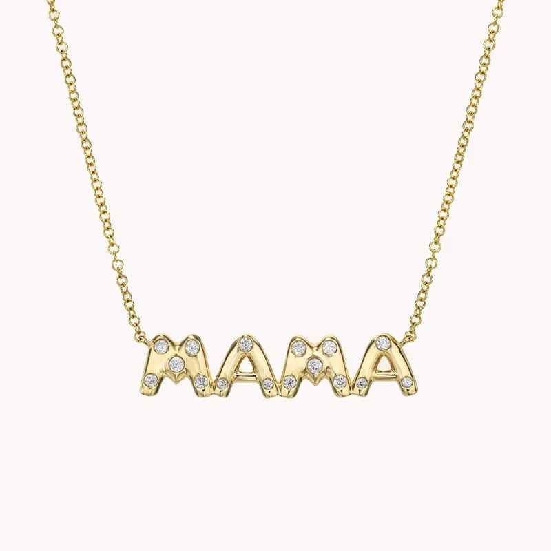 New Arrival Hot Selling 925 Silver 18k Gold Plated Sparkling Diamond Fun Bubble Mama Letters Necklace For Mother Gifts Necklaces