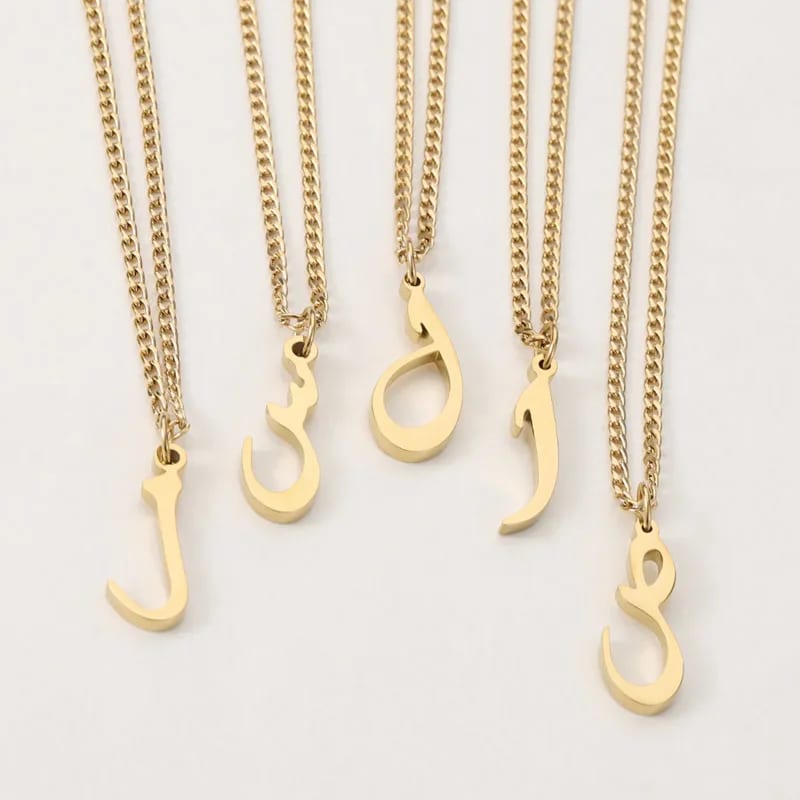 Custom Arabic A-z Initial Letters Pendant Necklace For Women Stainless Steel 18k Gold Necklace Jewelry Necklaces