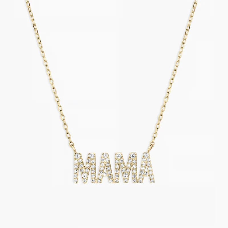 Customized Jewellery 925 Sterling Silver Full Pave Bling Diamond Cz Mama Letter Pendant Necklace Jewelry Necklaces