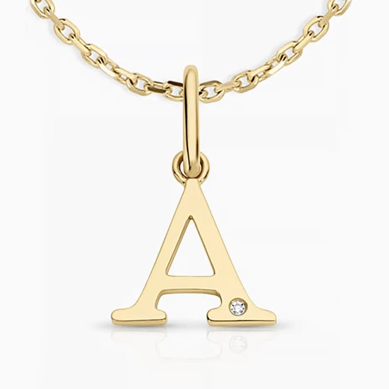 Personalized New Design 14k Gold Plated Diamond Vintage Initial Letter Alphabet Pendant Necklace For Girls Women Necklaces