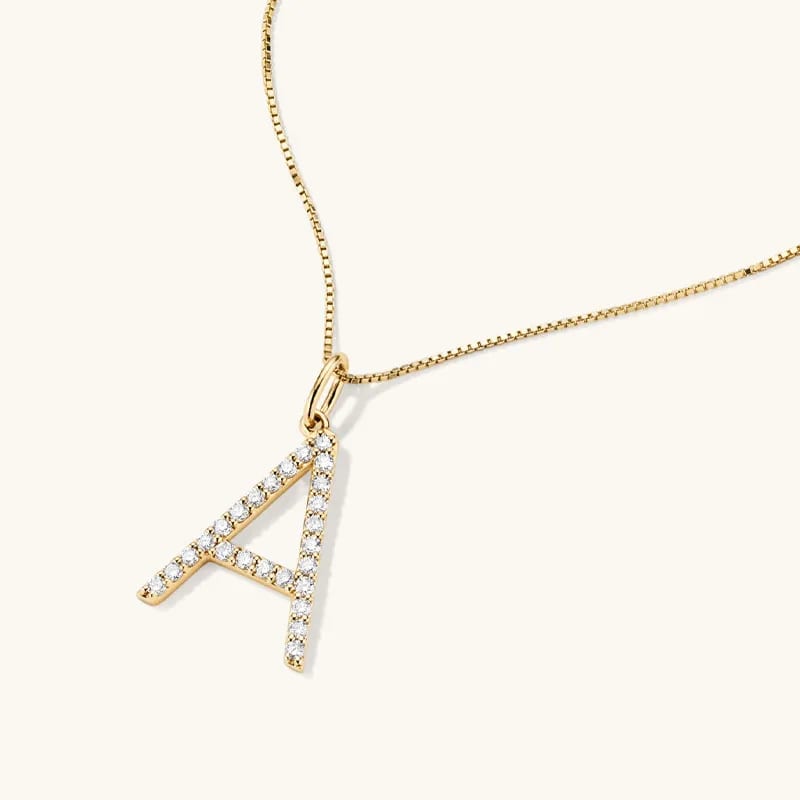 New Design 14k Gold Plated Cz Diamond Diy Custom Oversized Initial Letter Charm Pendant Necklace Women Jewelry Necklaces