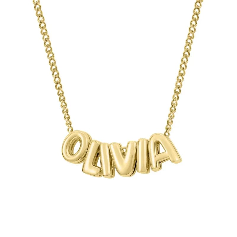 Customized Personalized Full Name Bubble Ballon 3d Puff Initail Letter Charm Pendant Necklaces For Women Necklaces