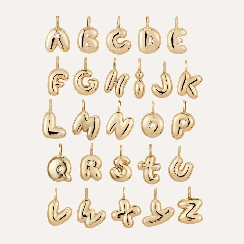 Personalized 14k Gold Plated Bubble Balloon Script Initial Pendant Necklace Alphabet Letter Necklace Fashion Jewelry For Women Necklaces