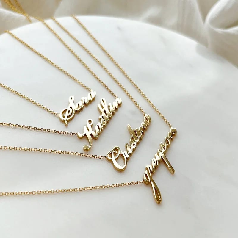 Wholesale Custom Logo Letter Name Necklace 18k Gold Plated Stainless Steel Personalized Name Plated Necklace For Women Jewelry Necklaces
