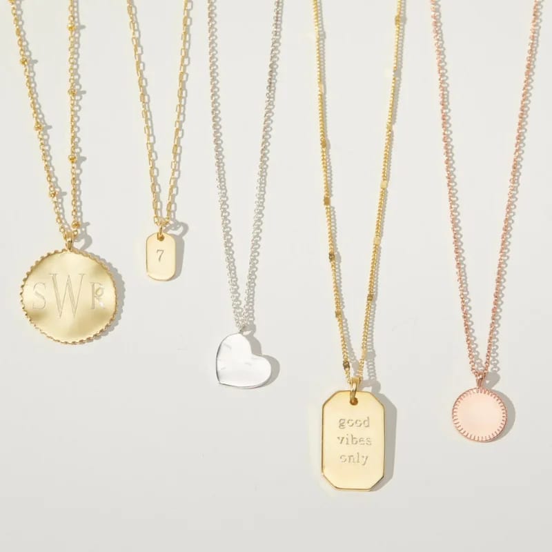 Custom Logo Blank Engraved Initial Or SXS Number 18k Gold Plated 925 Sterling Silver Rectangle Dog Tags Pendant Necklace Necklaces
