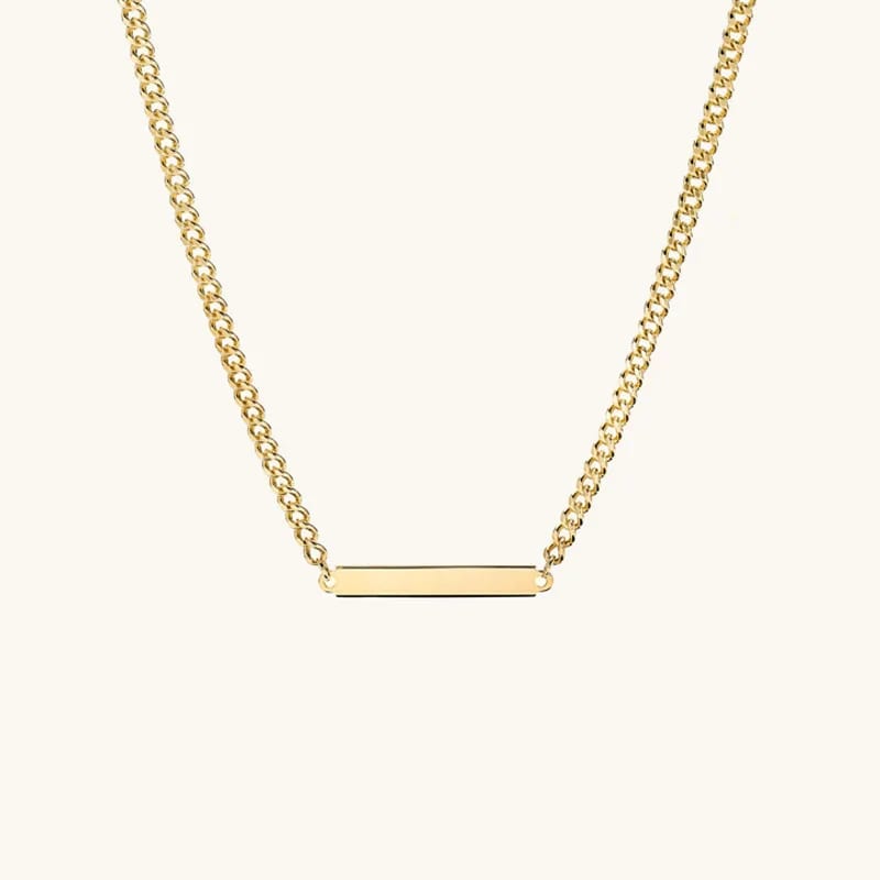 New Arrival Custom Engravable Logo Name Blank Bar Curb Chain Necklace For Women Necklaces
