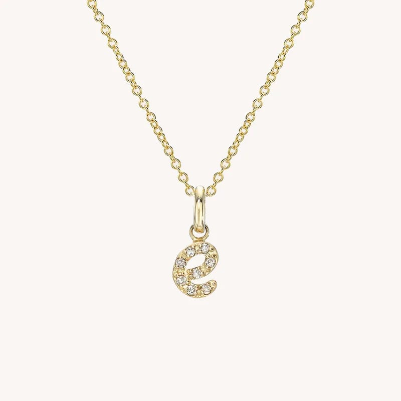 Wholesale Delicate 925 Sterling Silver 18k Gold Plated Mini Diamond Script Initial Pendant Necklace For Women And Girls Necklaces