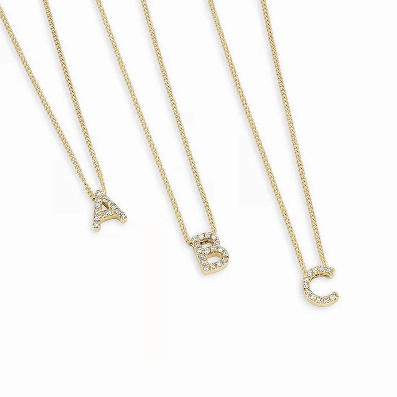 New Design 925 Sterling Silver Fine Jewelry 18k Gold Plated Cubic Zircon A-z Initial Letter Alphabet Pendant Necklace For Wom Necklaces