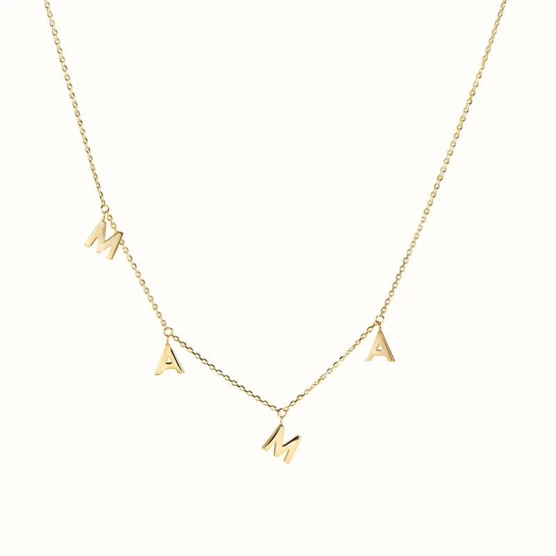 Fashion Dainty Jewelry 925 Sterling Silver 18k Gold Plated Mama Letter Necklace Necklaces