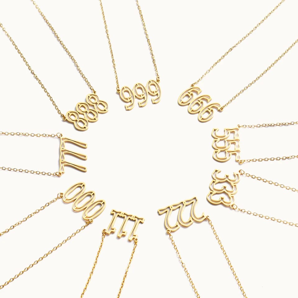 Custom SXS Number Necklace 18k Gold Plated Stainless Steel Hollow Angel Number Necklace Necklaces