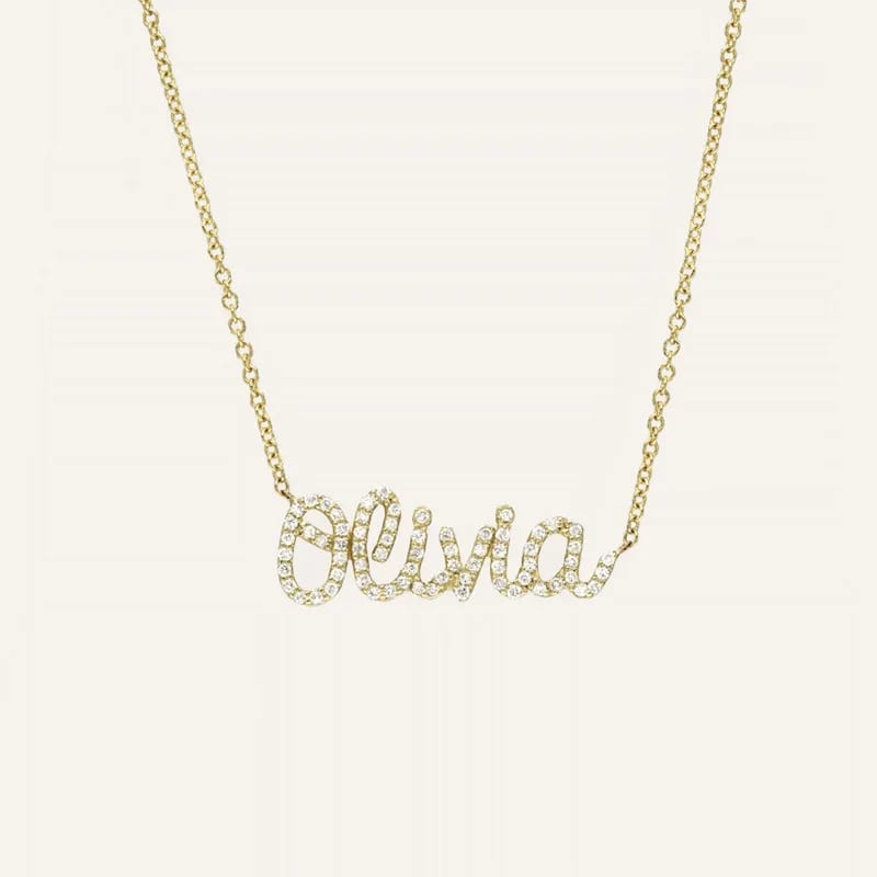 Personalised Diamond Name Necklace 18k Gold Plated 925 Sterling Silver Name Plate Necklace Custom Jewelry Necklaces