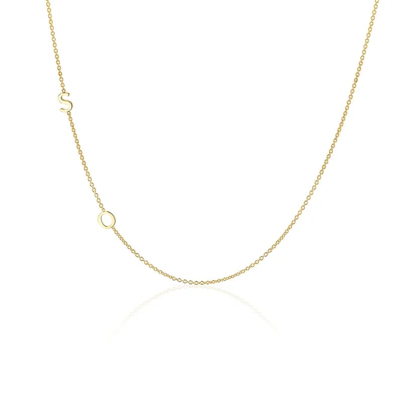 Classic Dainty Personalized Jewelry Stainless Steel 18k Gold Sideways Asymmetrical Multi Letter Initial Necklace Necklaces
