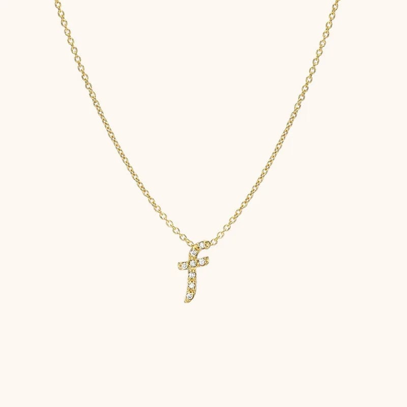 Wholesale Custom Exquisite Alphabet Necklace 18k Gold Mini Diamond Script Initial Letter Pendant Necklace Jewelry Necklaces
