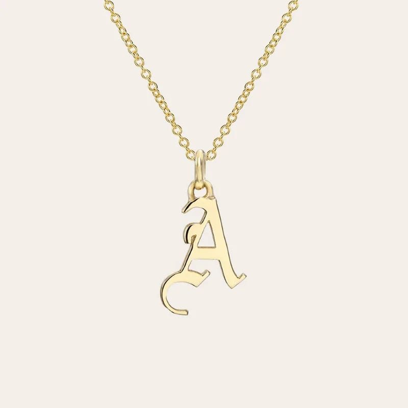 Wholesale Custom Jewelry 18k Gold Plated 925 Sterling Silver 26 Alphabet Letter Pendant Gothic Initial Necklace Necklaces