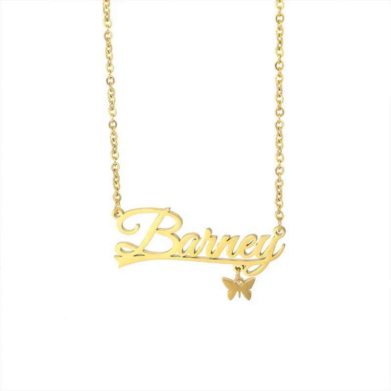 Classic Stainless Steel 18k Gold Plated Personalized Name Necklace Jewelry With Butterfly Charm For Men And Women Necklaces